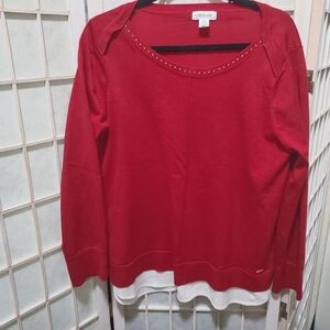 Calvin Klein Red Long Sleeve Sweater